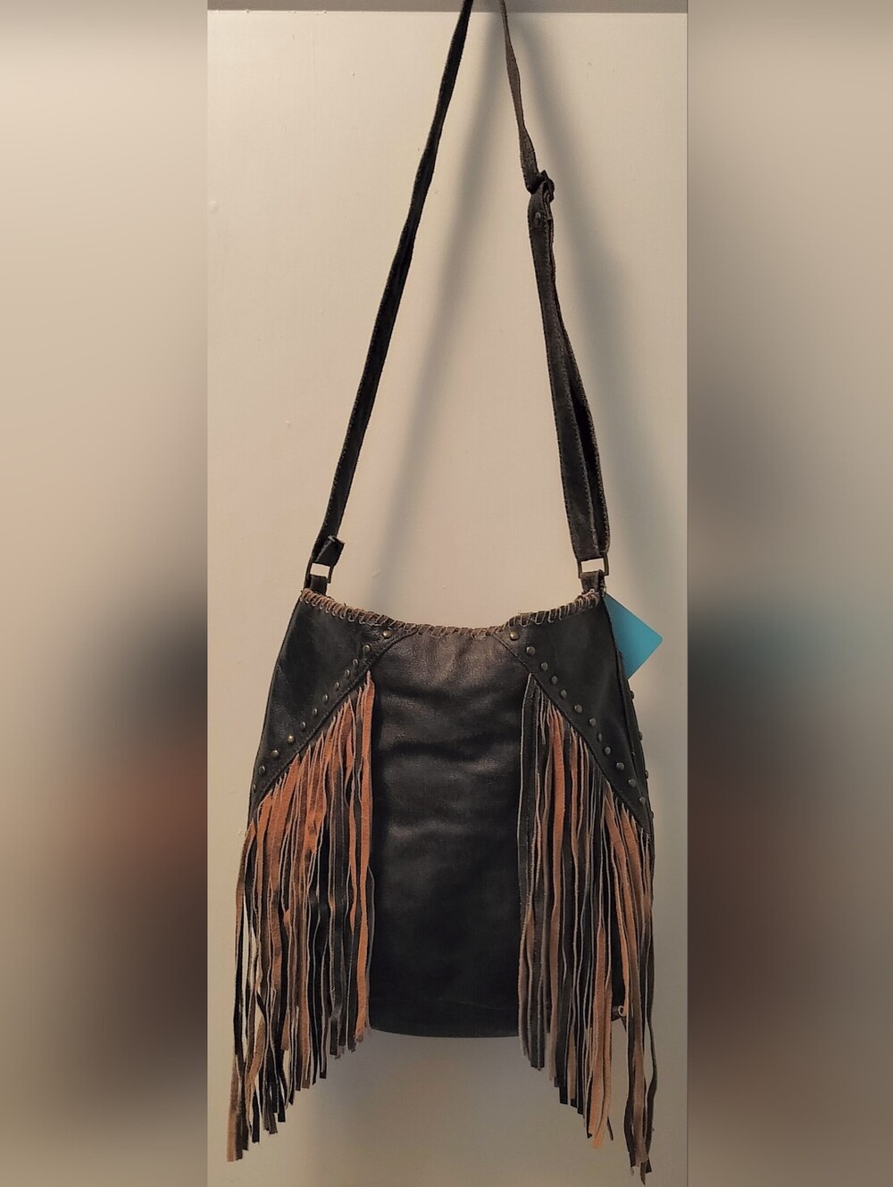Brown Leather Boho Fringe  Shoulder Bag